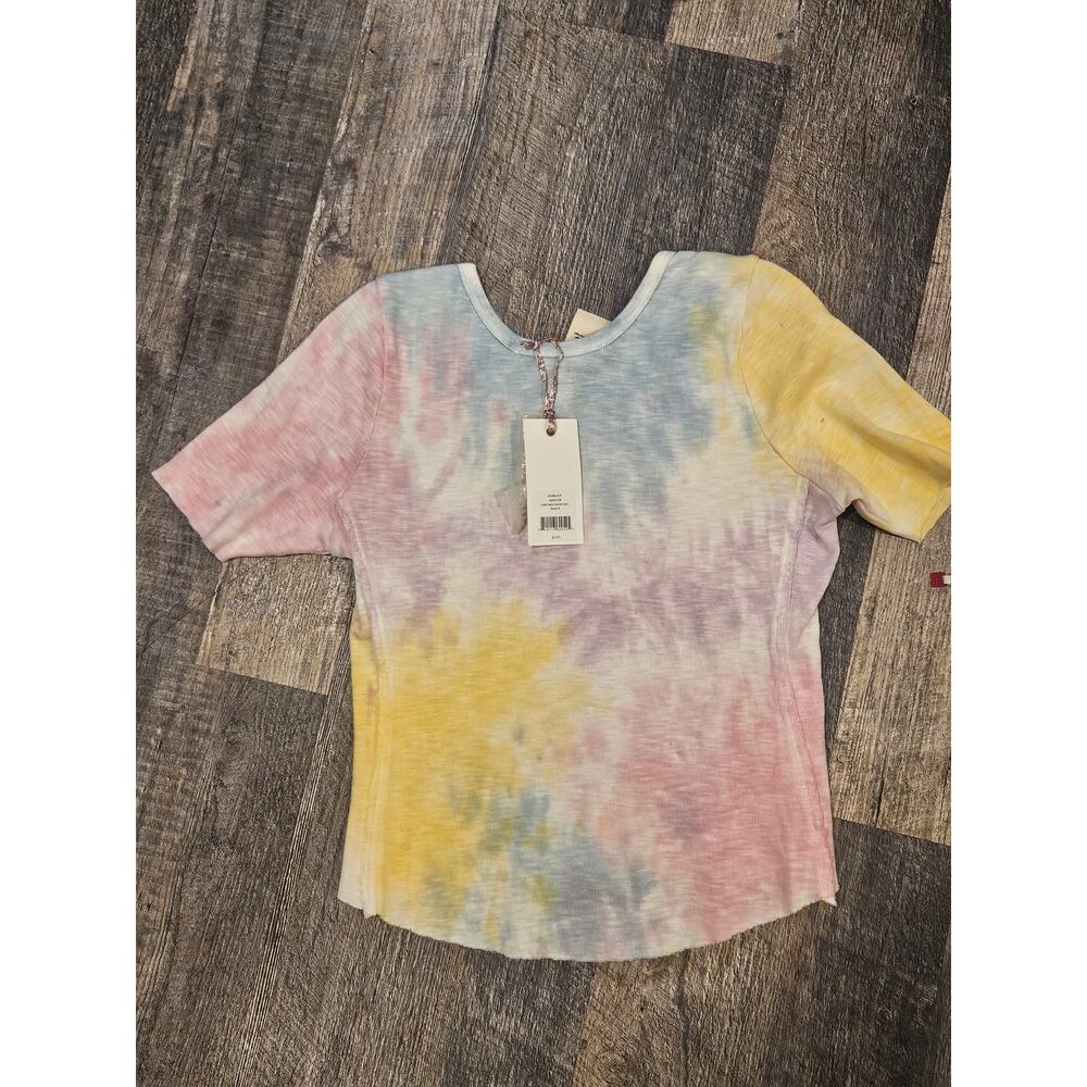 Love shack fancy aeris babydoll top womens small tiedye henley coquette pastel - Picture 7 of 9